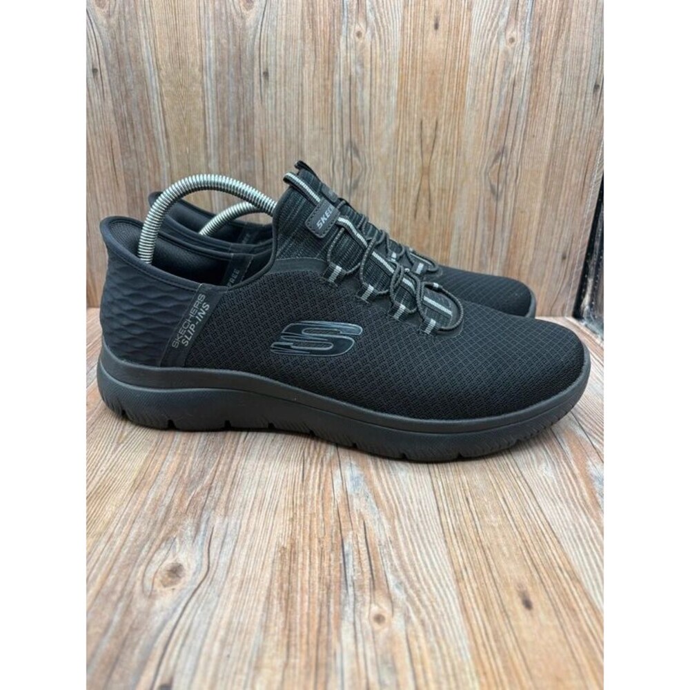 Skechers Mens Hands Free Slip In Black Comfort Sneakers Size 10.5